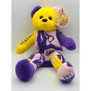 NWT VTG Team Beans USA Olympic Figure Skating Bear 2002 SLC Plush Purple Yellow